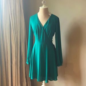 Express faux wrap dress, Sz Small, Emerald